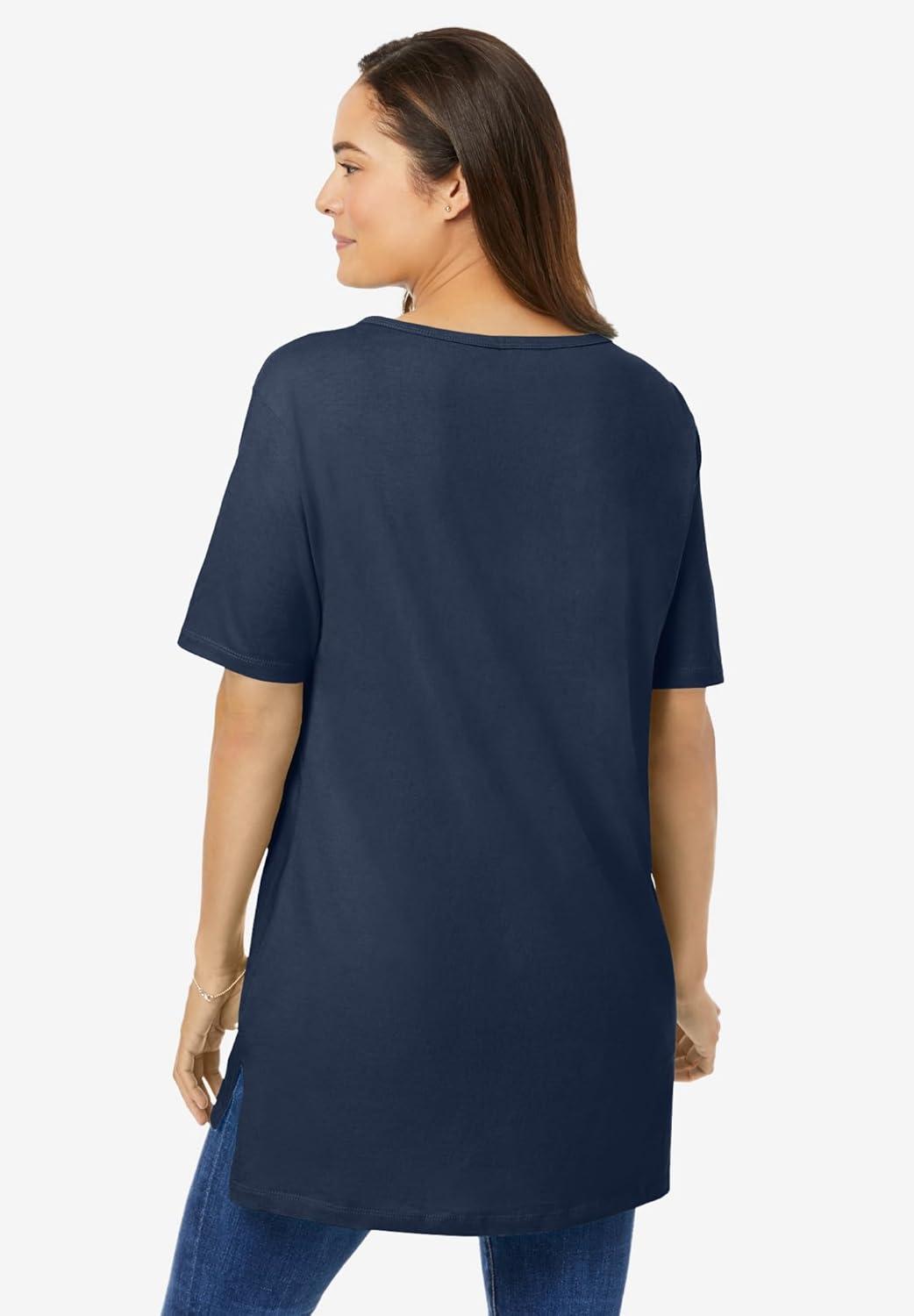 imageWoman Within Plus Size Perfect ShortSleeve Boatneck TunicNavy