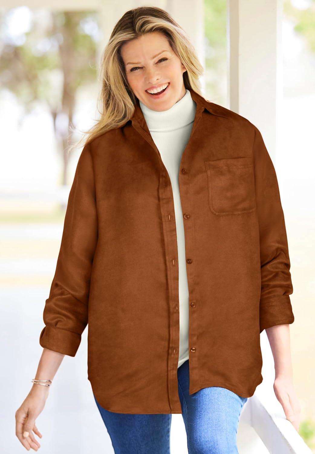 imageWoman Within Plus Size Ribbed Short Sleeve TurtleneckPine