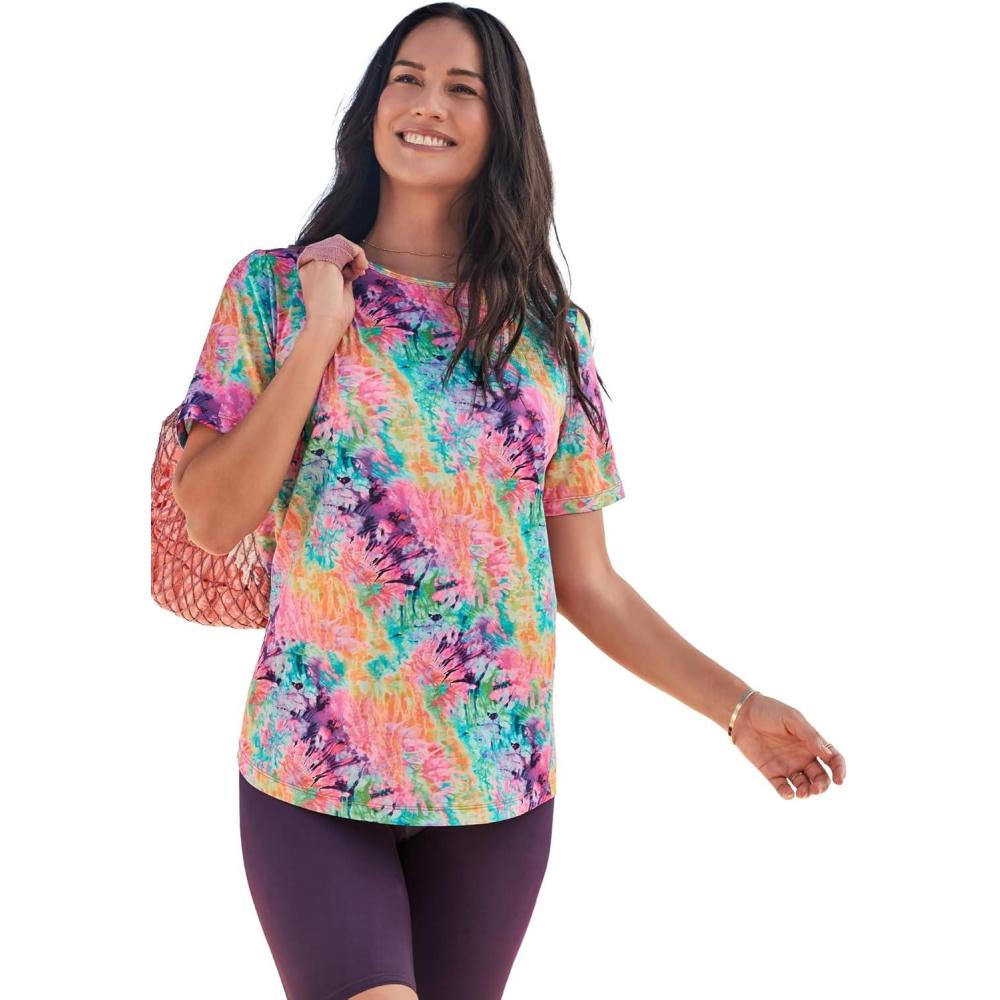 imageSwimsuits For All Swim 365 Womens Plus Size The Swim TeeVivid Tie Dye