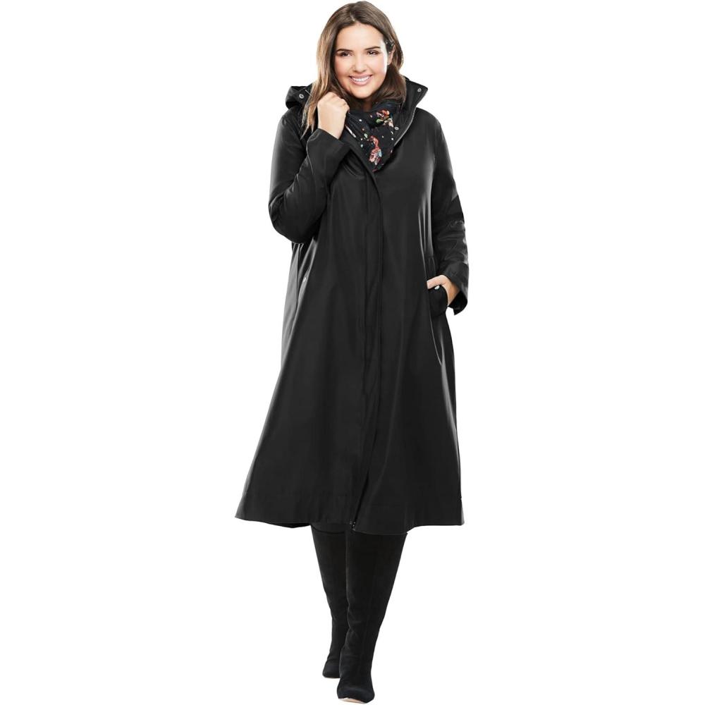 imageWoman Within Plus Size Long ALine RaincoatBlack