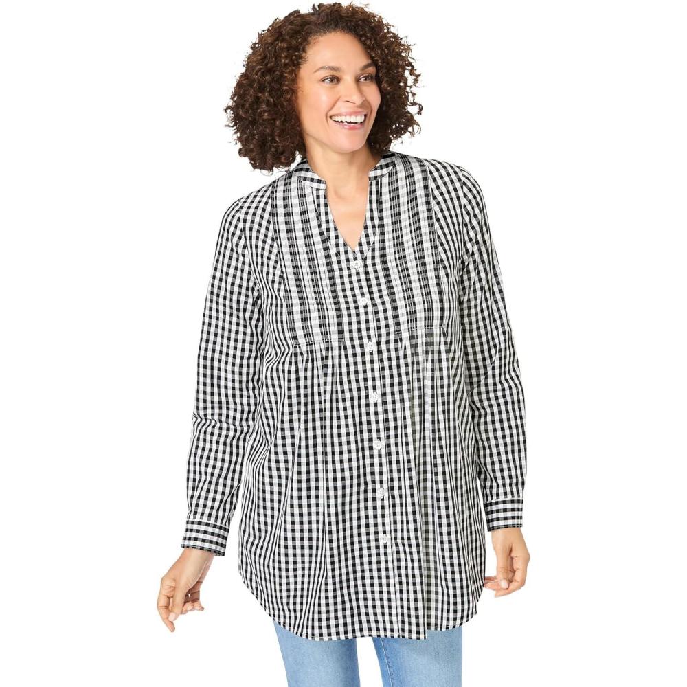 imageWoman Within Plus Size Perfect Pintuck TunicBlack Gingham