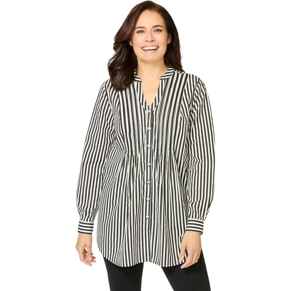 imageWoman Within Plus Size Perfect Pintuck TunicBlack Stripe