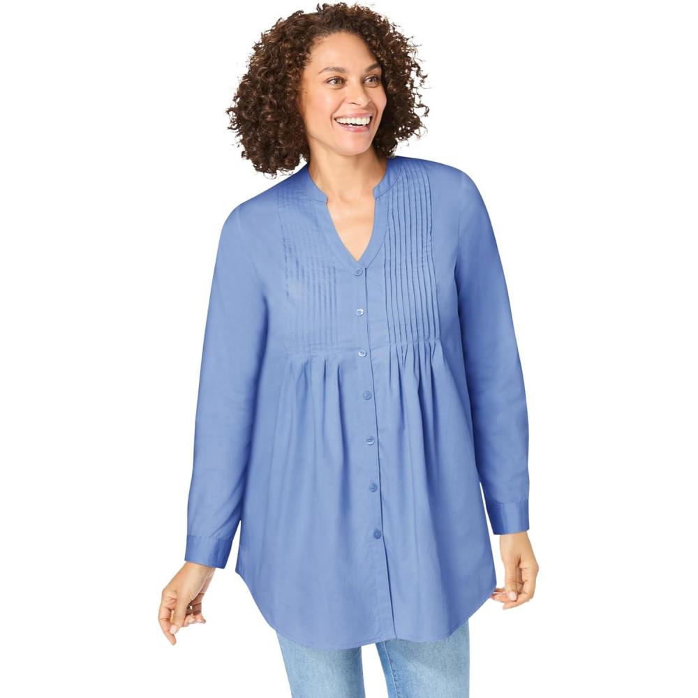 imageWoman Within Plus Size Perfect Pintuck TunicFrench Blue