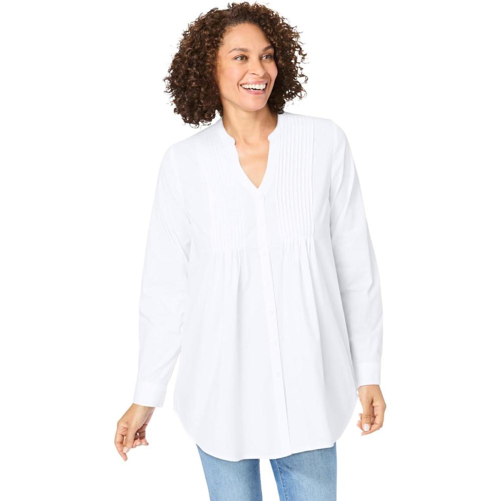 imageWoman Within Plus Size Perfect Pintuck TunicWhite