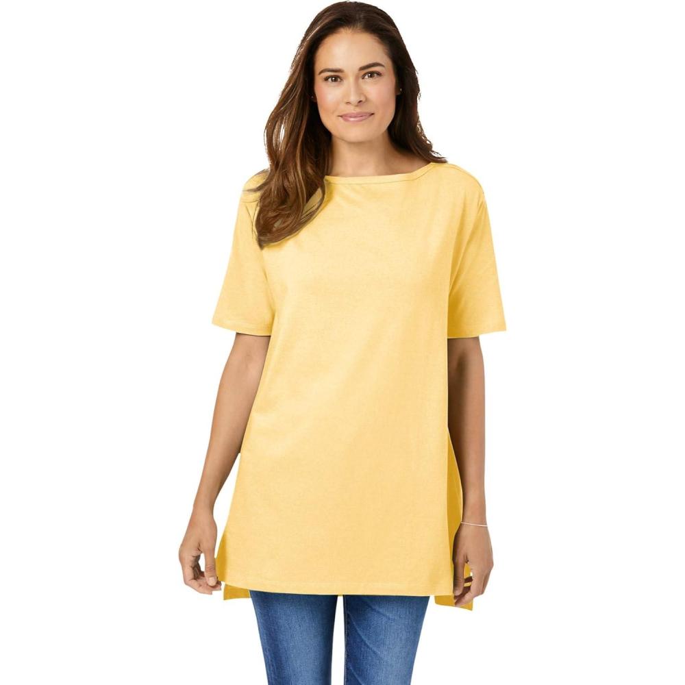 imageWoman Within Plus Size Perfect ShortSleeve Boatneck TunicBanana