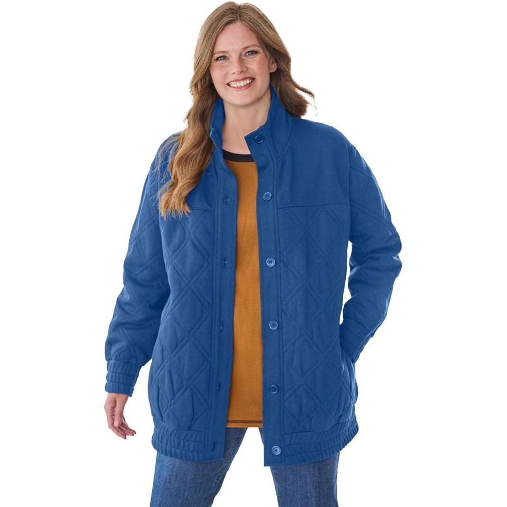 imageWoman Within Plus Size Quilted Easy Fleece JacketRoyal Navy