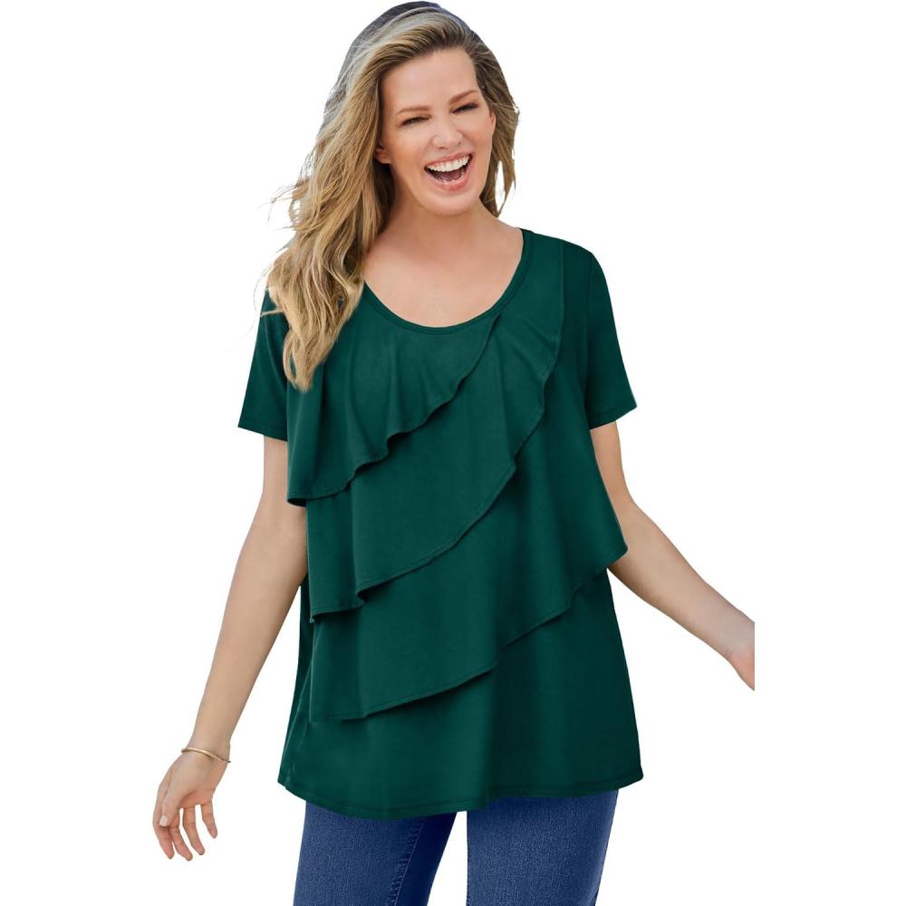 imageWoman Within Plus Size Ruffle TeeEmerald Green