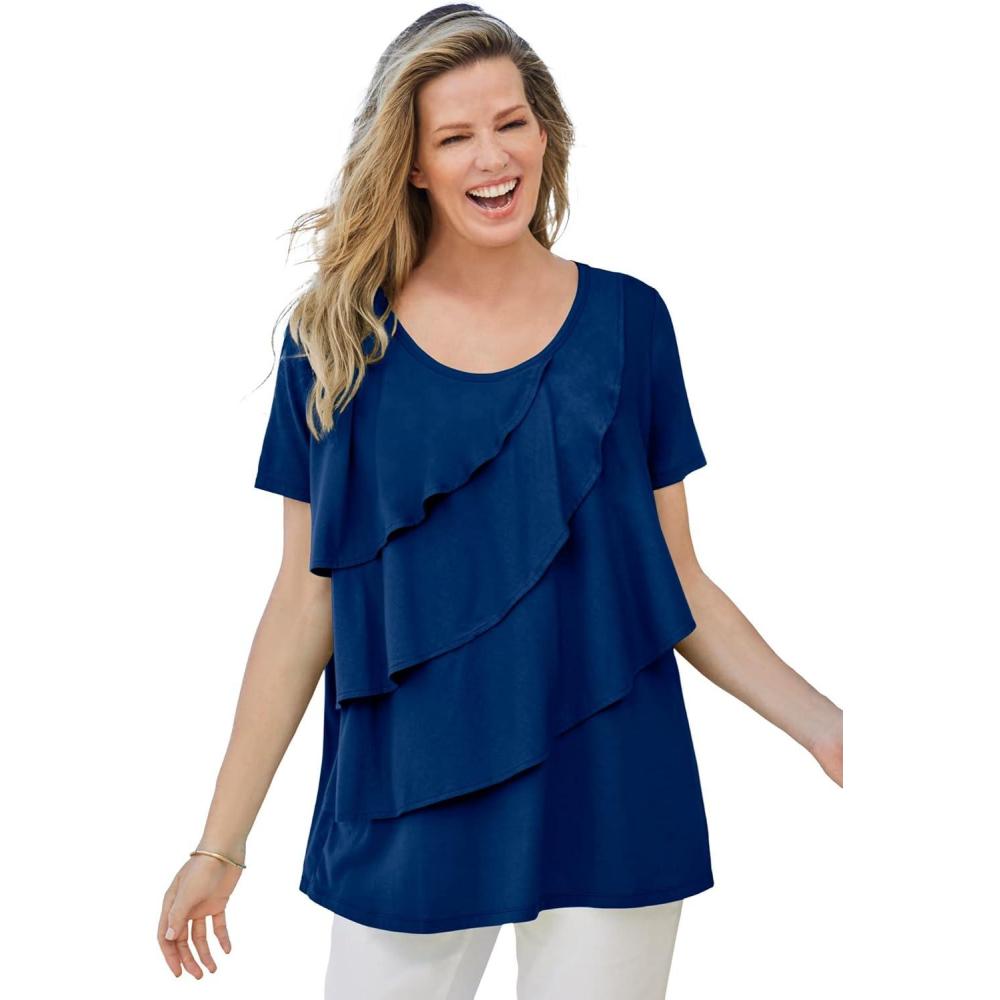 imageWoman Within Plus Size Ruffle TeeEvening Blue
