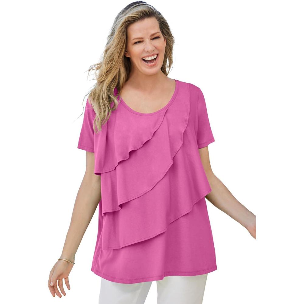 imageWoman Within Plus Size Ruffle TeePretty Orchid