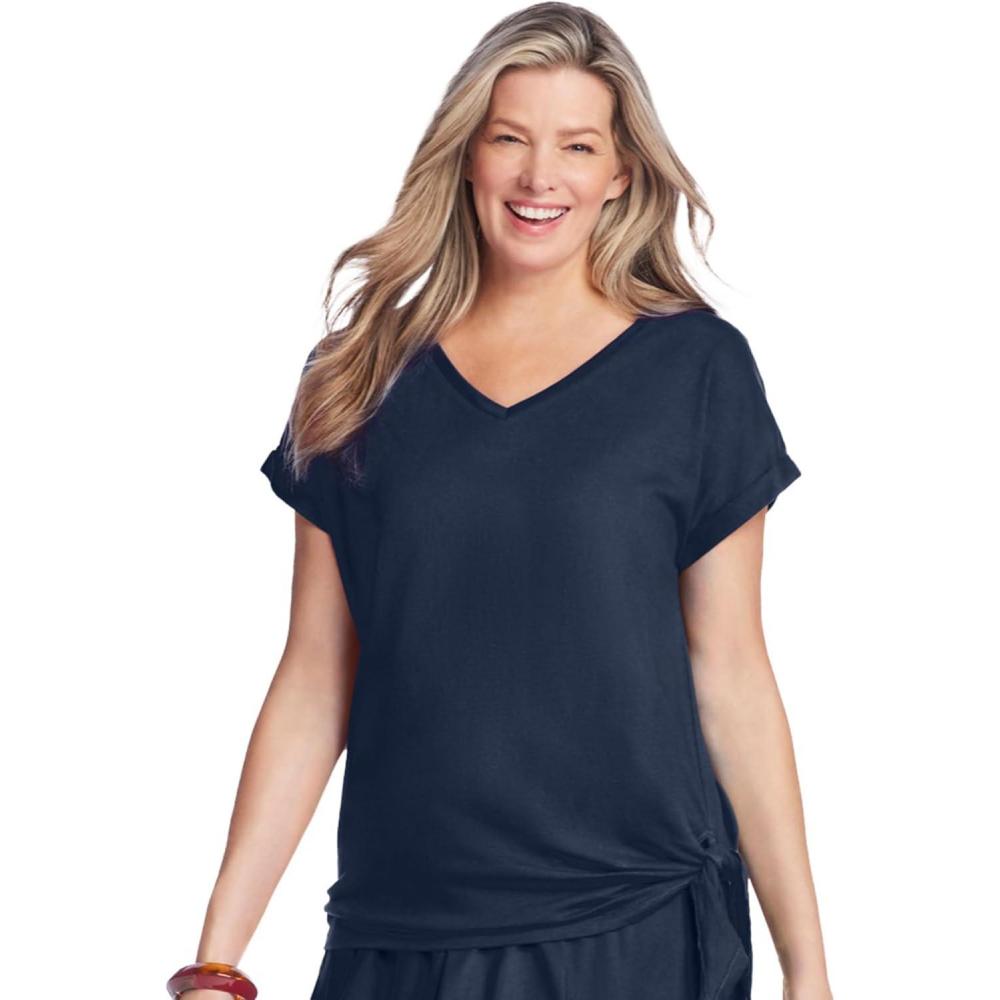 imageWoman Within Plus Size Side Tie Knit TeeNavy