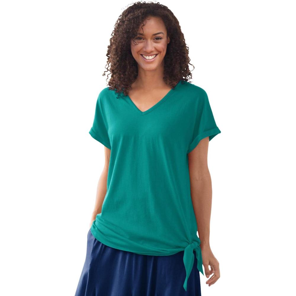imageWoman Within Plus Size Side Tie Knit TeeWaterfall