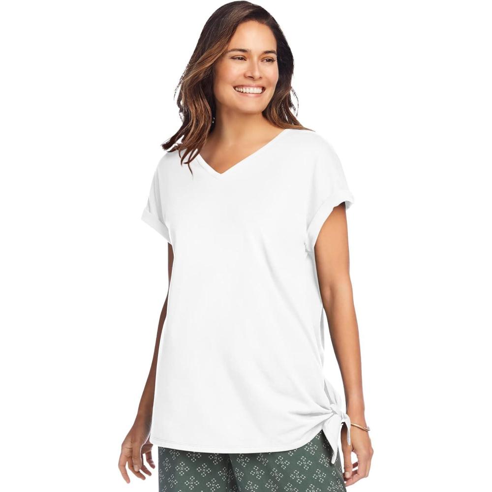 imageWoman Within Plus Size Side Tie Knit TeeWhite