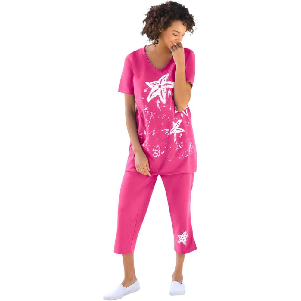 imageWoman Within Plus Size Starfish Tee and Capri SetRaspberry Sorbet Starfish
