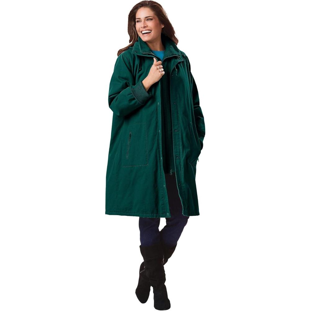 imageWoman Within Plus Size Twill Hooded Stadium JacketEmerald Green