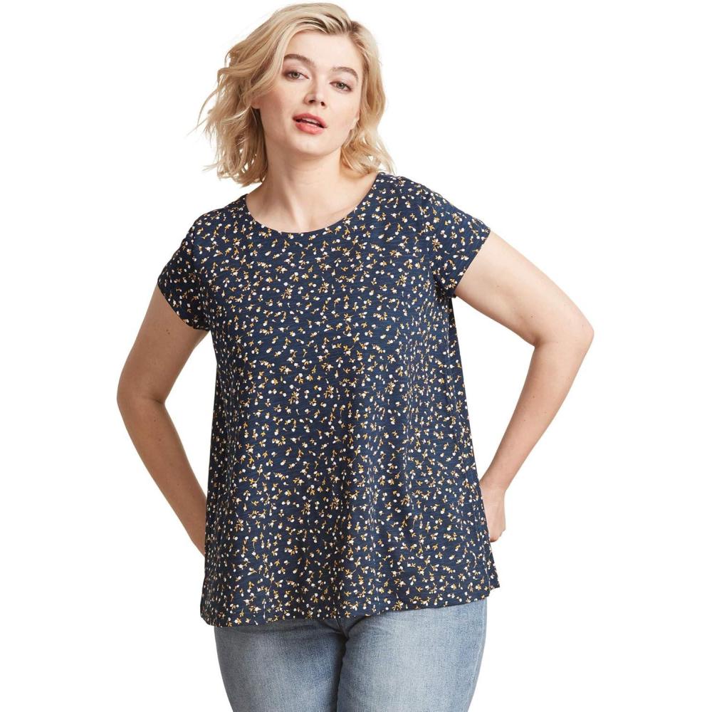 imageellos Plus Size Trapeze Knit TeeNavy White Ditsy