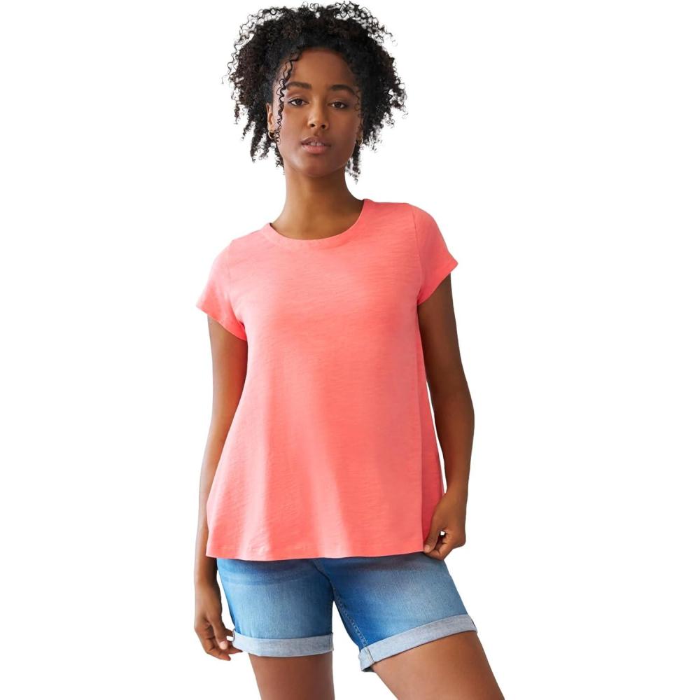 imageellos Plus Size Trapeze Knit TeeSweet Coral