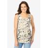 Woman Within Plus Size 2-Piece Shirt and Tank(Natural Khaki Watercolor Floral)