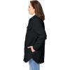 Woman Within Plus Size Berber Shirt Jacket Long Oversized Fuzzy Fleece Shacket(Black)
