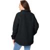 Woman Within Plus Size Berber Shirt Jacket Long Oversized Fuzzy Fleece Shacket(Black)