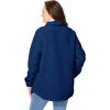Woman Within Plus Size Berber Shirt Jacket Long Oversized Fuzzy Fleece Shacket(Evening Blue)