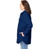 Woman Within Plus Size Berber Shirt Jacket Long Oversized Fuzzy Fleece Shacket(Evening Blue)
