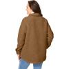Woman Within Plus Size Berber Shirt Jacket Long Oversized Fuzzy Fleece Shacket(Toffee)