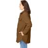 Woman Within Plus Size Berber Shirt Jacket Long Oversized Fuzzy Fleece Shacket(Toffee)