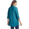 Woman Within Plus Size Button-Front Embroidered Tunic(Deep Teal Embroidery)