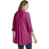 Woman Within Plus Size Button-Front Embroidered Tunic(Raspberry Embroidery)