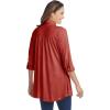 Woman Within Plus Size Button-Front Embroidered Tunic(Red Ochre Embroidery)