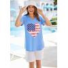 Woman Within Plus Size Cuffed Americana Print Tee(Navy Falling Star)