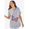 Woman Within Plus Size Cuffed Americana Print Tee(Navy Falling Star)