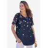 Woman Within Plus Size Cuffed Americana Print Tee(Navy Tie-dye)
