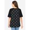 Woman Within Plus Size Elbow Sleeve V-Neck Baseball Tee(Black Multi Sprinkle Hearts)