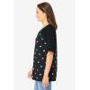 Woman Within Plus Size Elbow Sleeve V-Neck Baseball Tee(Black Multi Sprinkle Hearts)