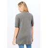 Woman Within Plus Size Elbow-Sleeve Polo Tunic(Medium Heather Grey)