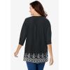 Woman Within Plus Size Embroidered Pintuck Tunic(Black Eyelet Embroidery)