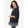Woman Within Plus Size Embroidered Pintuck Tunic(Black Eyelet Embroidery)