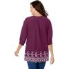 Woman Within Plus Size Embroidered Pintuck Tunic(Deep Claret Eyelet Embroidery)