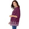 Woman Within Plus Size Embroidered Pintuck Tunic(Deep Claret Eyelet Embroidery)