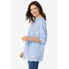 Woman Within Plus Size Embroidered Pintuck Tunic(Evening Blue Eyelet Embroidery)