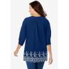 Woman Within Plus Size Embroidered Pintuck Tunic(Evening Blue Eyelet Embroidery)