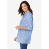 Woman Within Plus Size Embroidered Pintuck Tunic(French Blue Stripe Eyelet Embroidery)