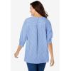 Woman Within Plus Size Embroidered Pintuck Tunic(French Blue Stripe Eyelet Embroidery)
