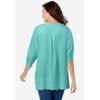 Woman Within Plus Size Embroidered Pintuck Tunic(Island Aqua Eyelet Embroidery)