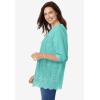 Woman Within Plus Size Embroidered Pintuck Tunic(Island Aqua Eyelet Embroidery)