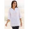 Woman Within Plus Size Embroidered Pintuck Tunic(Primrose Yellow Eyelet Embroidery)