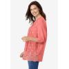 Woman Within Plus Size Embroidered Pintuck Tunic(Sweet Coral Eyelet Embroidery)