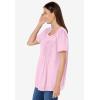 Woman Within Plus Size Lace-Trim Pintucked Tunic(Pink)