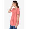 Woman Within Plus Size Lace-Trim Pintucked Tunic(Sweet Coral)